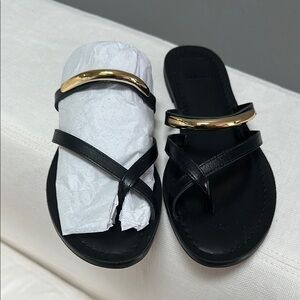 Dolce Vita Black and Gold Sandals with Minimalist Design